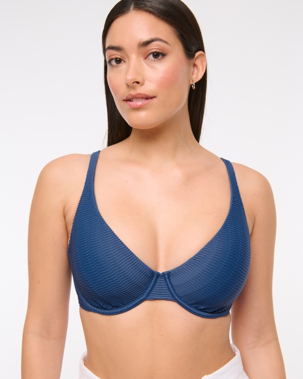 Curve Love High Apex Underwire Bikini Top, Blue view 1