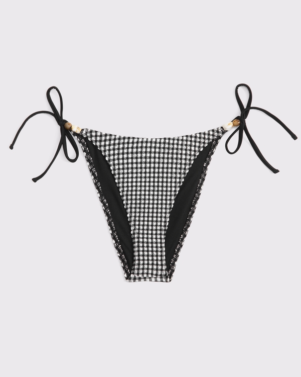 Low Rise Tie-Side Cheeky Bottom, Black Gingham view 1