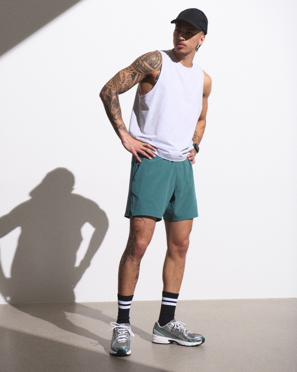 YPB motionTEK Lined Ready Short, Green Stripe view 1