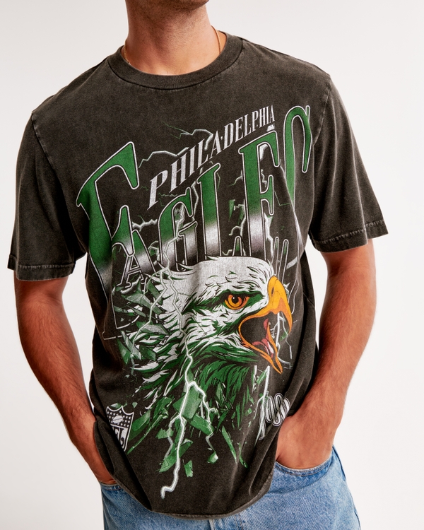 Philadelphia Eagles Vintage-Inspired Graphic Tee, Black view 1