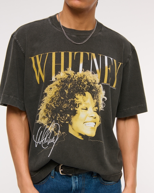 Cropped Whitney Houston Graphic Tee, Black view 2