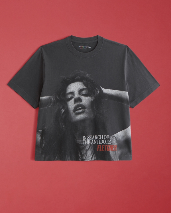 Cropped Fletcher Graphic Tee, Evening Gray view 1