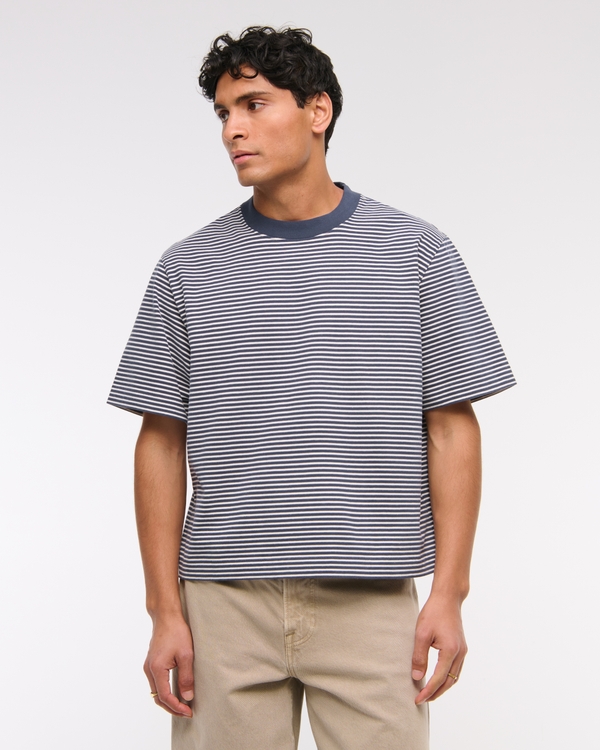 Premium Heavyweight Cropped Tee, Sapphire Stripe view 1