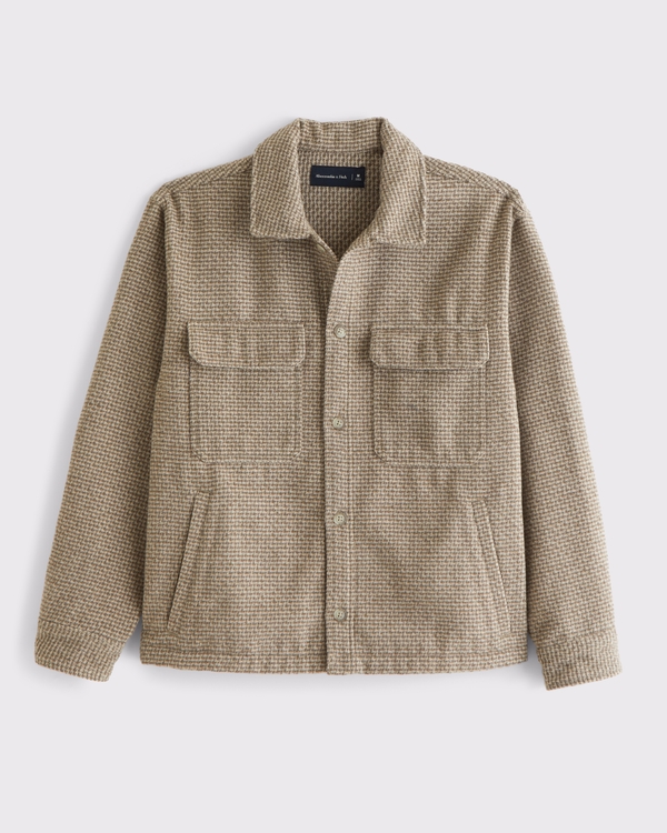 Boucle Shirt Jacket, Light Brown Pattern view 1