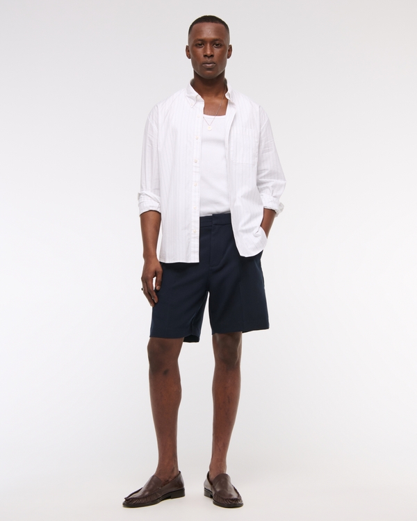 Fixed Waist Dressy Short, Deep Navy view 1