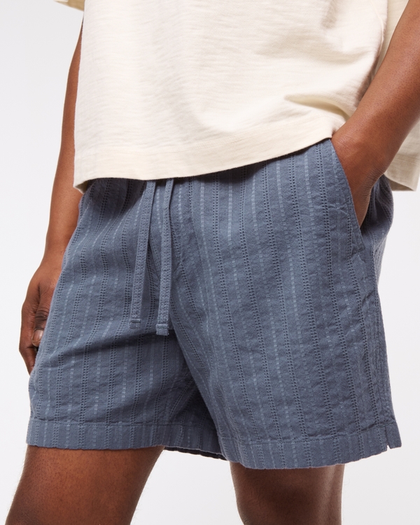 Textured Pull-On Short, Vintage Indigo Stripe view 2