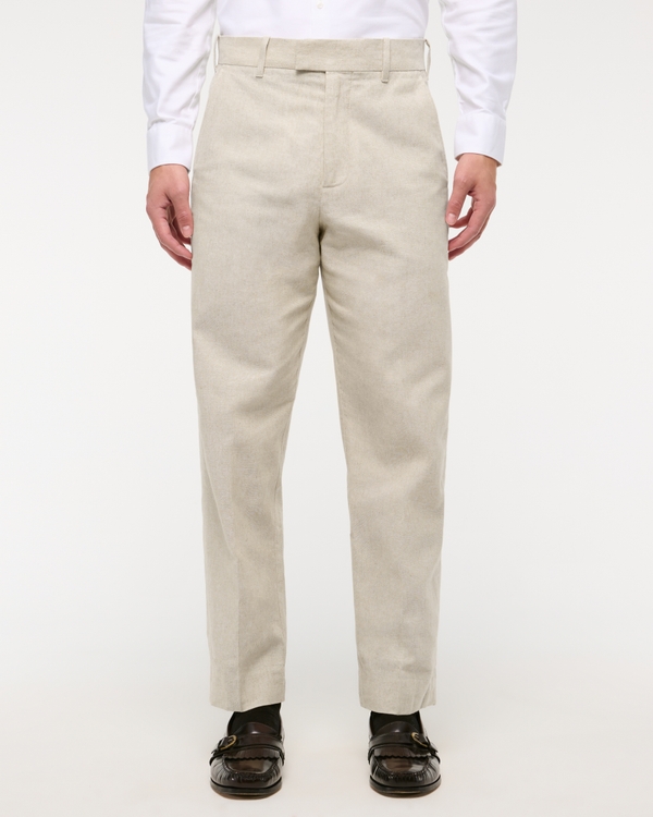 The A&F Collins Linen-Blend Suit Pant, Natural Texture view 2