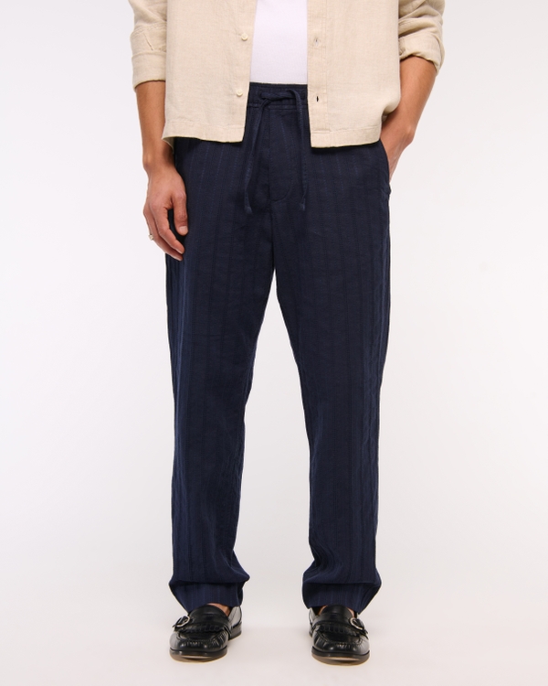 Loose Linen-Blend Pull-On Pant, Deep Navy view 2