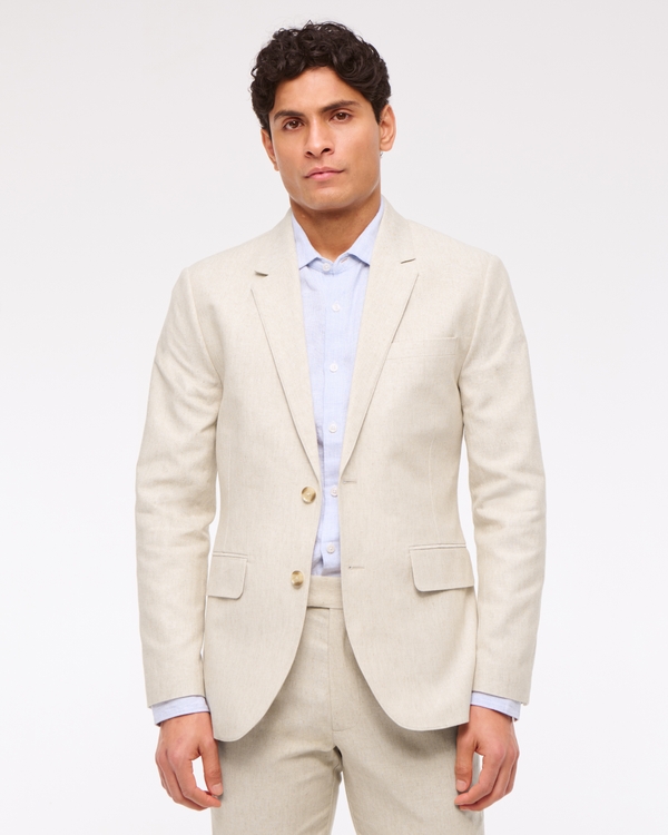 The A&F Collins Slim Linen-Blend Blazer, Natural Texture view 1