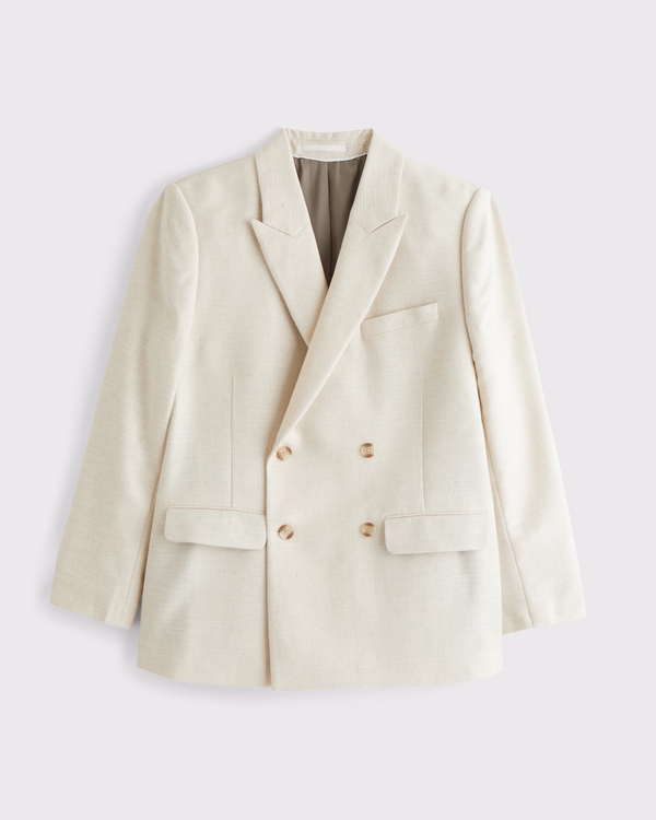 The A&F Collins Double-Breasted Cotton-Texture Blazer, Cream view 2