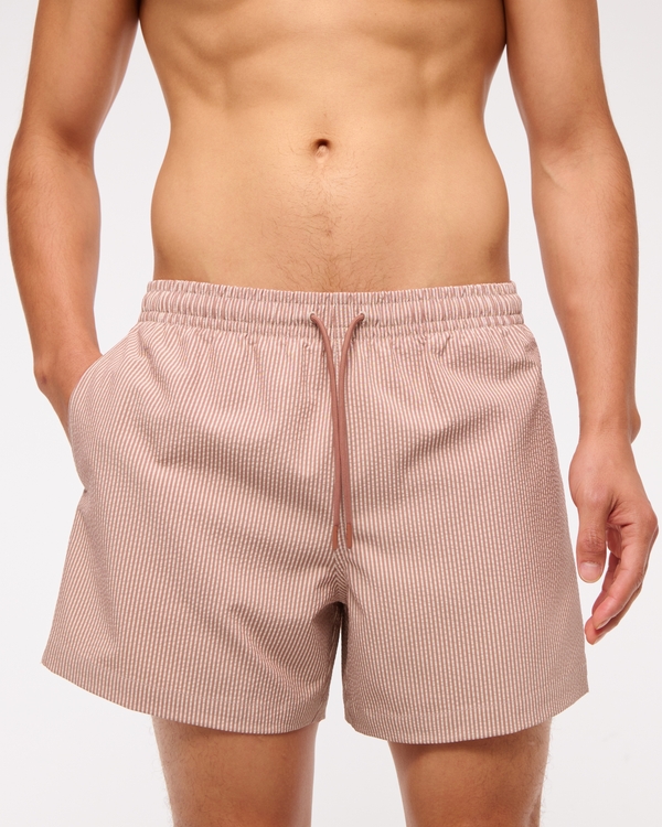 Pull-On Seersucker Swim Trunk, Muted Tan view 1