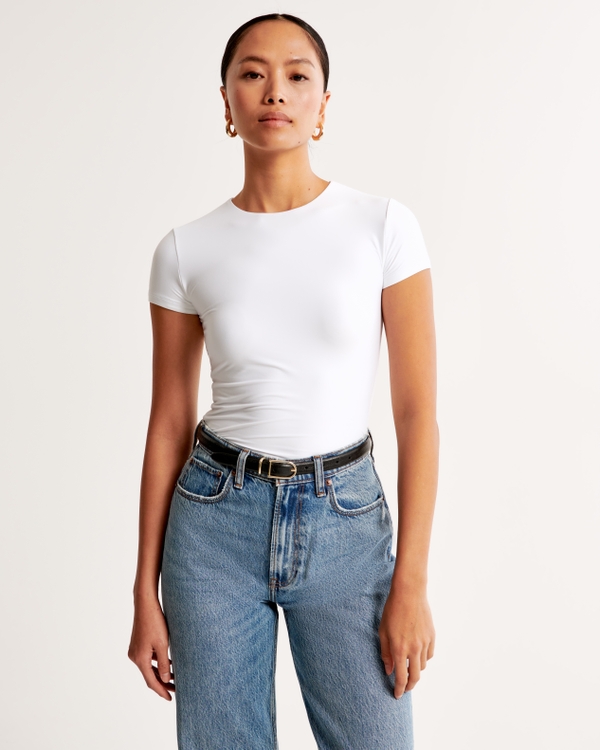 Soft Matte Seamless Tuckable Baby Tee, White view 2