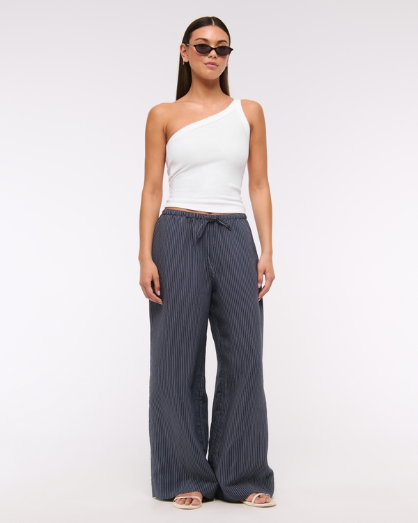 One-Shoulder Rib Tank, White view 2