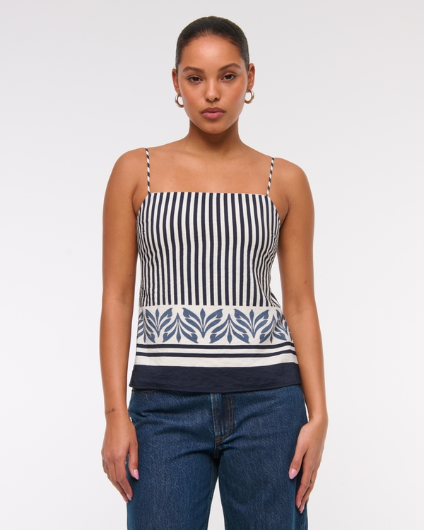 Satin Scarf Cami, Dark Indigo Pattern view 1