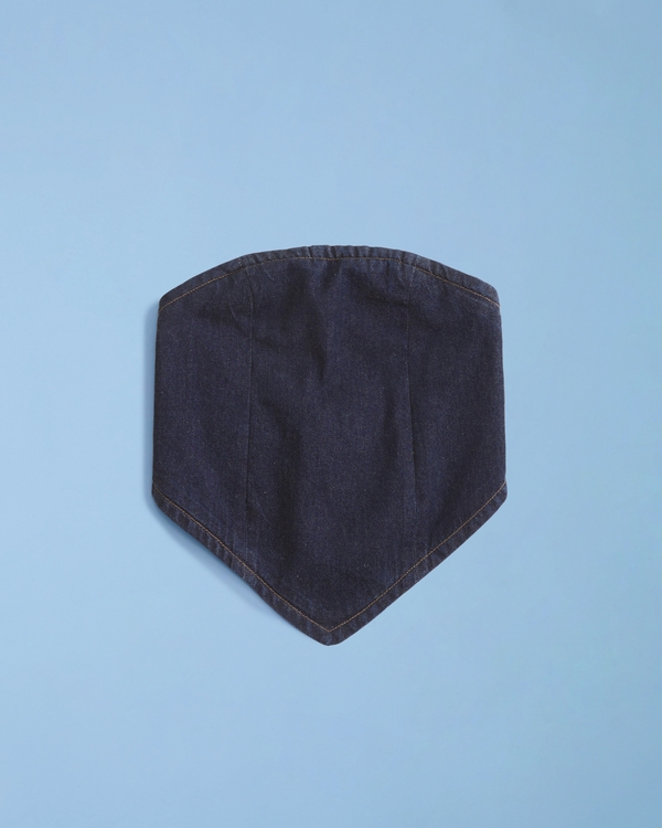 Pride Strapless Denim Scarf Top, Dark Wash view 1