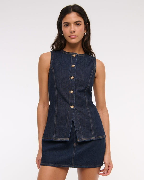 Denim Vest, Dark Denim view 1