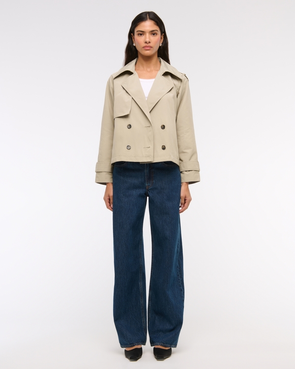 Relaxed Short Trench Coat, Light Brown view 2