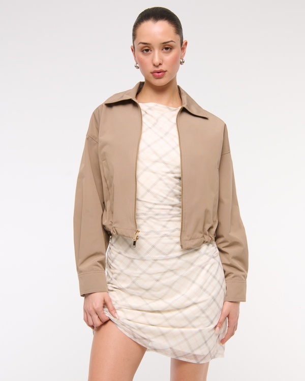 Cinched Double-Zip Jacket, Light Brown view 1