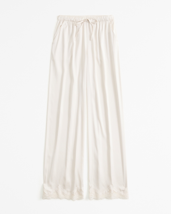 Lace and Satin Sleep Pant, Cream view 2
