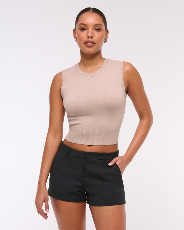 Low Rise Micro Tailored Short, Black view 1