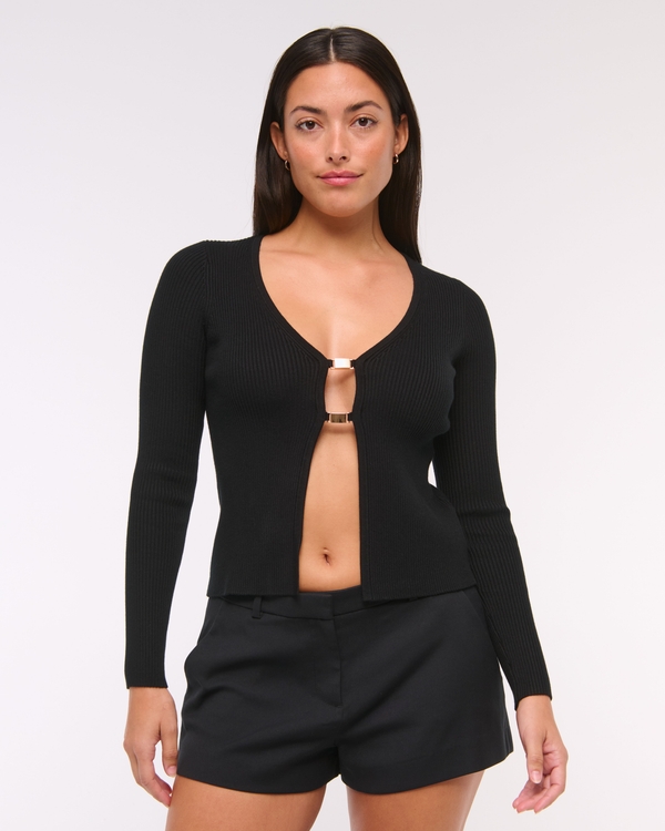 Curve Love Low Rise Micro Tailored Short, Black view 1
