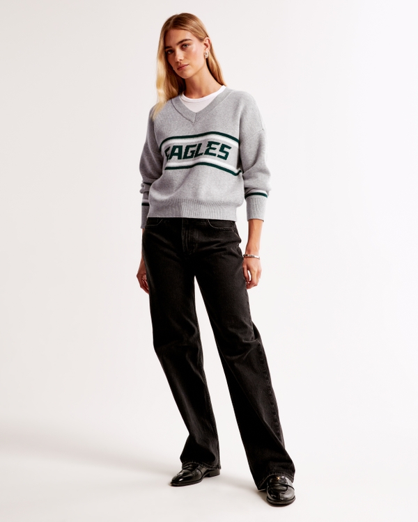 Philadelphia Eagles LuxeLoft V-Neck Sweater, Gray view 1