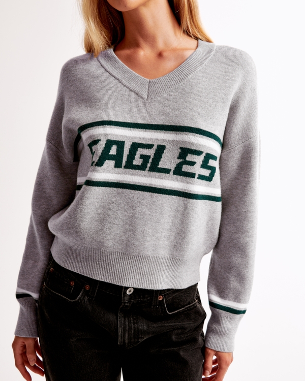 Philadelphia Eagles LuxeLoft V-Neck Sweater, Gray view 2
