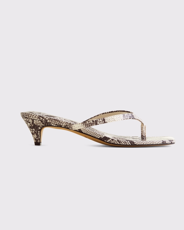 Thong Kitten Heel Sandals, Snake Print view 1