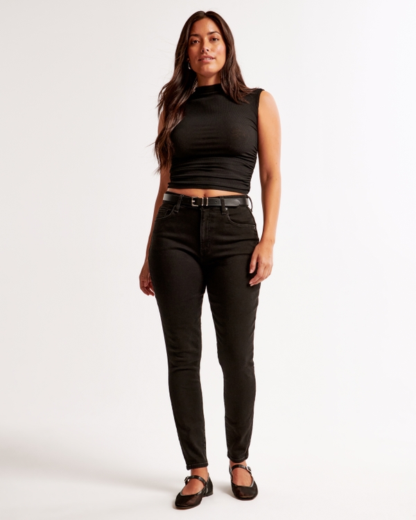 Curve Love High Rise Super Skinny Ankle Jean, Black view 1