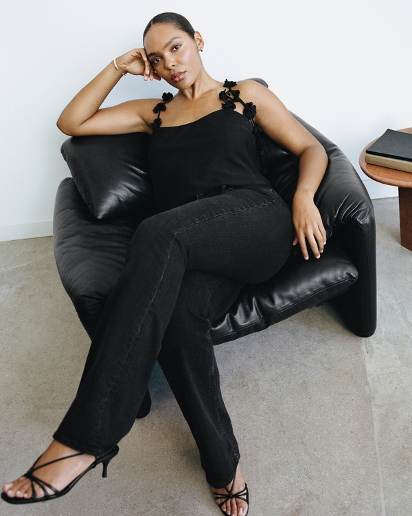 Curve Love Mid Rise Bootcut Jean, Black view 1