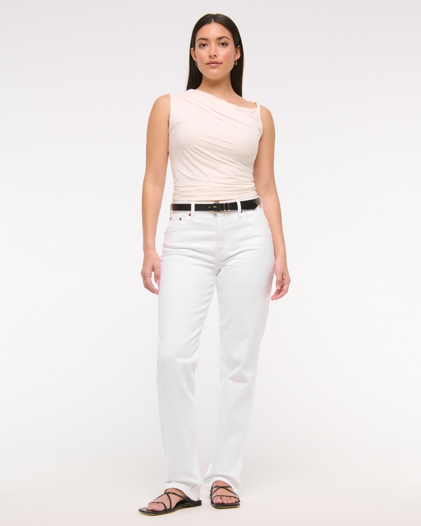 Curve Love Mid Rise 90s Straight Jean, White view 1