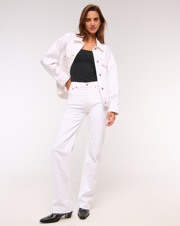 High Rise 90s Relaxed Jean, White Raw Hem view 1
