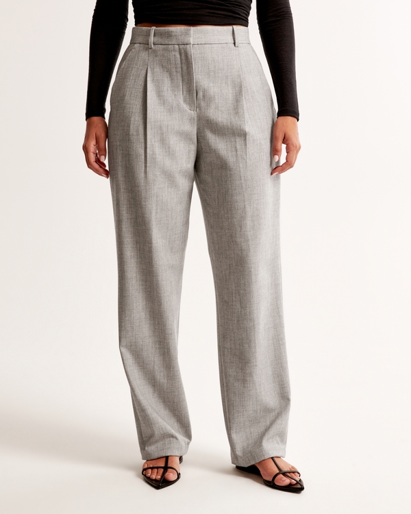 Curve Love A&F Quinn Tailored Straight Pant, Gray view 2