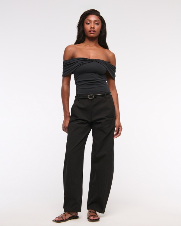 Mid Rise Barrel Pant, Black view 1