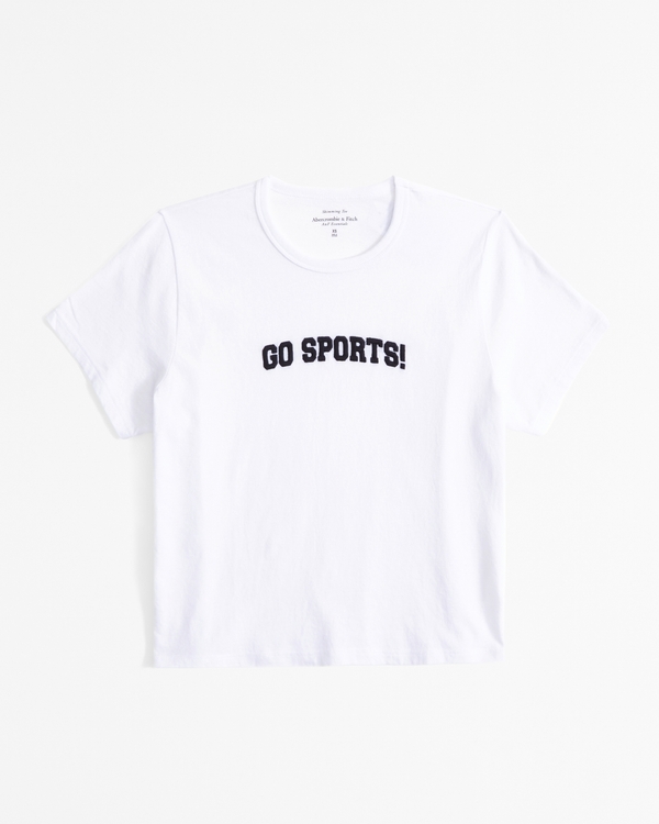 Short-Sleeve Go Sports Graphic Skimming Tee, White view 1