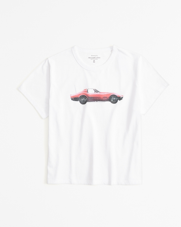 Short-Sleeve Corvette Graphic Skimming Tee, White view 1