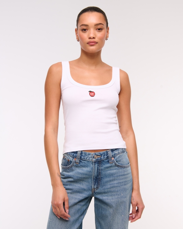 New York City Graphic Scoopneck Tank, White view 2