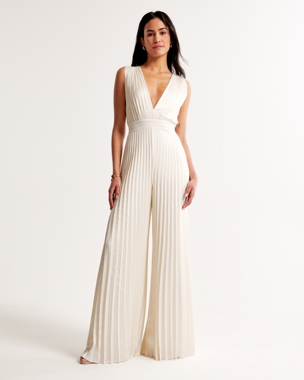 The A&F Giselle Pleated Jumpsuit, White view 2