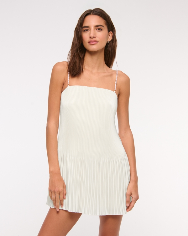 The A&F Giselle Faux Pearl Pleat Release Mini Dress, Pearl view 2