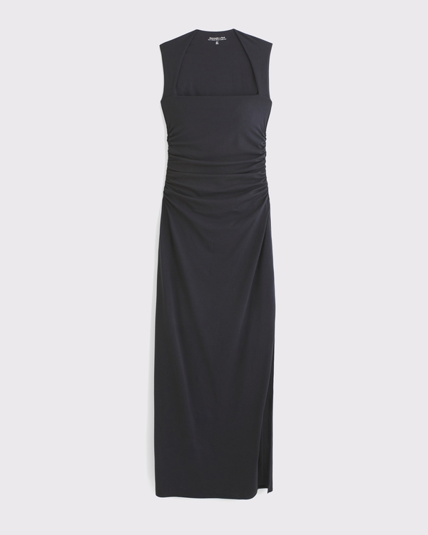 The A&F Ava Knit Midi Dress, Black view 1