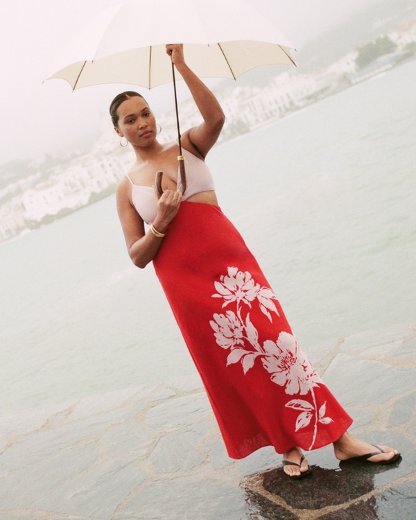 The A&F Julia Slip Cutout Maxi Dress, Red view 1