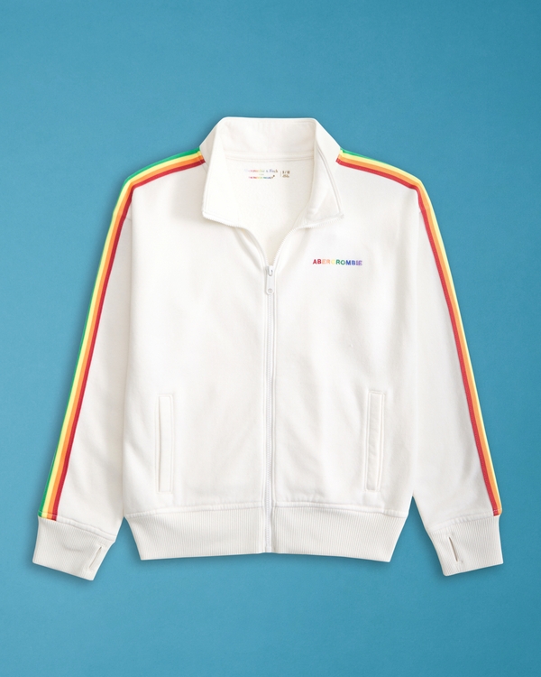 kids pride logo fleece full-zip track jacket, White view 1