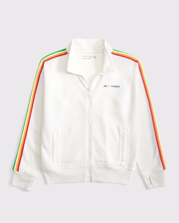 kids pride logo fleece full-zip track jacket, White view 1