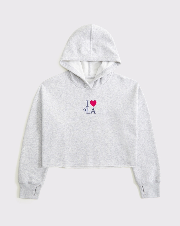 cutoff graphic popover hoodie, Light Gray view 2