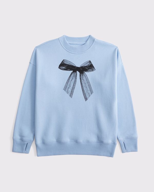legging-friendly graphic crew sweatshirt, Cerulean Blue view 1