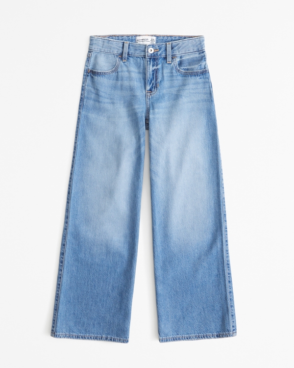 lightweight high rise ultra wide leg jeans, Medium Wash view 2