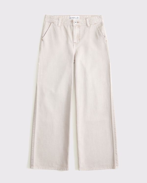 high rise ultra wide leg jeans, Light Brown view 1