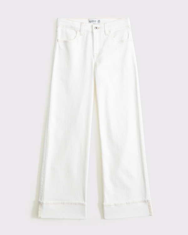 high rise wide leg jeans, White view 1